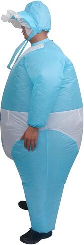 أزياء IRETG القابلة للنفخ ((الأزرق والوردي)) للبالغين - بدلة طفل عملاقة مضحكة للكشف عن الجنس، والهالوين والحفلات التنكرية - بدلة سمينة متينة مع مروحة قابلة للنفخ (مقاس واحد يناسب 5FT-6.2FT) in Kuwait