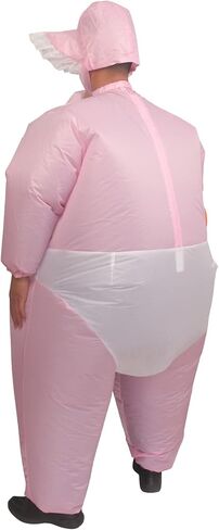 أزياء IRETG القابلة للنفخ ((الأزرق والوردي)) للبالغين - بدلة طفل عملاقة مضحكة للكشف عن الجنس، والهالوين والحفلات التنكرية - بدلة سمينة متينة مع مروحة قابلة للنفخ (مقاس واحد يناسب 5FT-6.2FT) in Kuwait