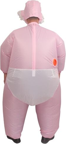 أزياء IRETG القابلة للنفخ ((الأزرق والوردي)) للبالغين - بدلة طفل عملاقة مضحكة للكشف عن الجنس، والهالوين والحفلات التنكرية - بدلة سمينة متينة مع مروحة قابلة للنفخ (مقاس واحد يناسب 5FT-6.2FT) in Kuwait