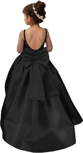 Satin Long Flower Girl Dresses for Wedding Backless Princess Pageant Dress Spaghetti Straps Girls Formal Dresses in Saudi Arabia