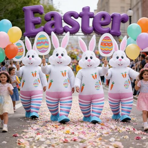 زي أرنب عيد الفصح للبالغين، زي أرنب قابل للنفخ، فستان فاخر للرجال والنساء البالغين in Kuwait