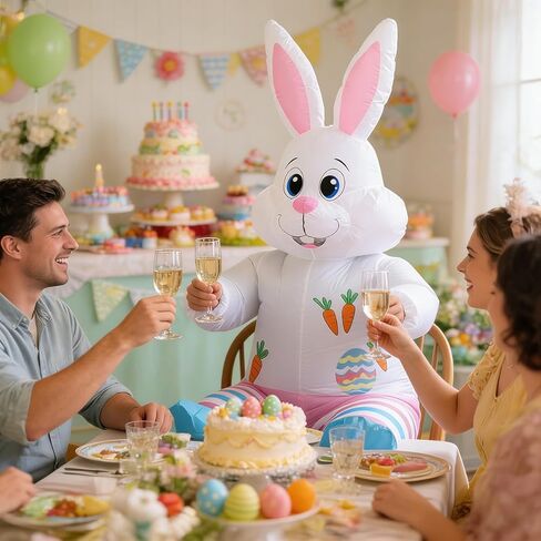 زي أرنب عيد الفصح للبالغين، زي أرنب قابل للنفخ، فستان فاخر للرجال والنساء البالغين in Kuwait