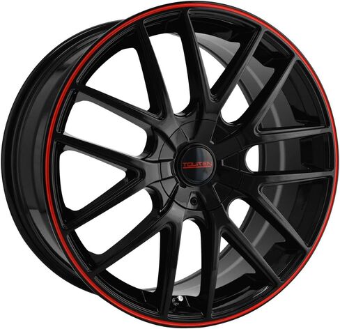 Touren TR60 Black/Red Ring Wheel with Alloy Steel (17 x 7.5 inches /108 x 108 mm, 42 mm Offset) in Saudi Arabia