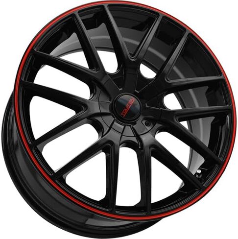 Touren TR60 Black/Red Ring Wheel with Alloy Steel (17 x 7.5 inches /108 x 108 mm, 42 mm Offset) in Saudi Arabia