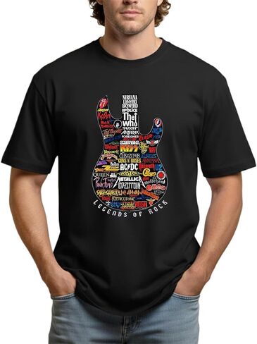 Legends of Rock Graphic T-Shirt, Vintage Guitar Design Tee, Unisex Music Lover Shirt in Kuwait