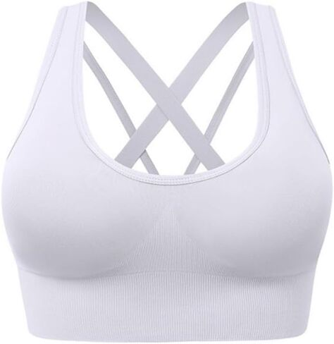 Women Fitness Sports Bra Wireless Cross Strap Traceless Support Quick Dry U Neck Athleisure Plus Size in Saudi Arabia