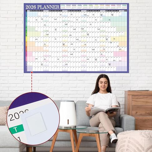 gisgfim 55 × 37 بوصة 2026 تقويم حائط كبير الحجم ملون رطب وجاف، مصفح لمدة 12 شهرًا سنويًا سنويًا، مخطط حائط كبير جدًا مخصص للمدرسة والمنزل والمكتب (مقطع إلى 3 قطع) in Saudi Arabia