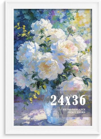 إطار ملصق عتيق أبيض Picrit مقاس 24 × 36، وحدود واسعة جدًا على طراز المتحف وملمس منقط ثلاثي الأبعاد، وإطار صور معرض مقاس 24 × 36 مع لوحة خلفية سوداء للتركيب على الحائط أفقيًا أو رأسيًا، حزمة واحدة. in Kuwait