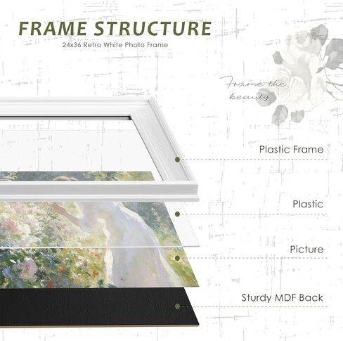 إطار ملصق عتيق أبيض Picrit مقاس 24 × 36، وحدود واسعة جدًا على طراز المتحف وملمس منقط ثلاثي الأبعاد، وإطار صور معرض مقاس 24 × 36 مع لوحة خلفية سوداء للتركيب على الحائط أفقيًا أو رأسيًا، حزمة واحدة. in Kuwait