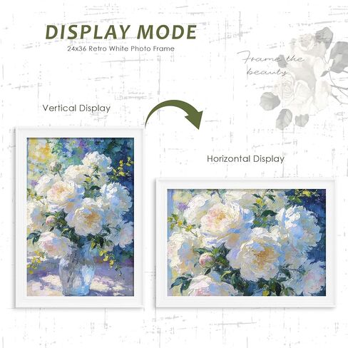 إطار ملصق عتيق أبيض Picrit مقاس 24 × 36، وحدود واسعة جدًا على طراز المتحف وملمس منقط ثلاثي الأبعاد، وإطار صور معرض مقاس 24 × 36 مع لوحة خلفية سوداء للتركيب على الحائط أفقيًا أو رأسيًا، حزمة واحدة. in Kuwait