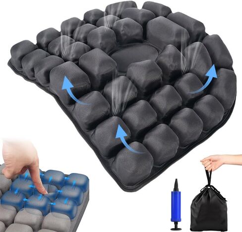 Sondor Travel Cushion - Inflatable Travel Seat Cushion for Airplane,3D Inflatable Air Cells Provide Body Support,for Wheelchairs,Driving,Office (Balck-49) in Saudi Arabia