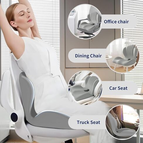 Lotarrotta Ergonomic Car Seat Cushion with Lumbar Support for Truck Driver, Multi - Purpose Orthopedic Seat Pillow for Office Chair, Car, Dining Chair as Gift, Sciatica Relief for Back, Hip, Leg Pain in Saudi Arabia