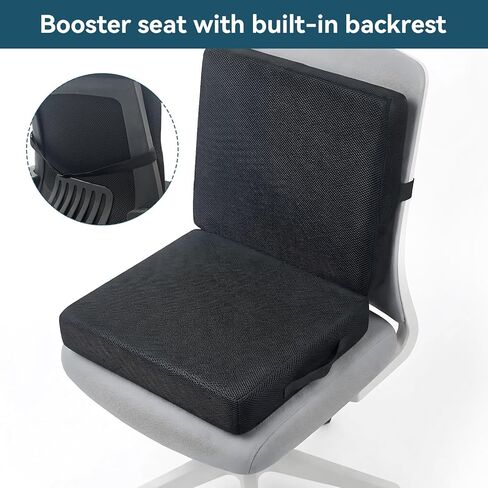 مقعد سيارة سميك مع ظهر، وسادة مقعد لتخفيف آلام عظام الذيل، نسيج شبكي قابل للتنفس، لوسادة كرسي المكتب، مقعد سيارة للبالغين، كرسي متحرك (أسود) in Kuwait