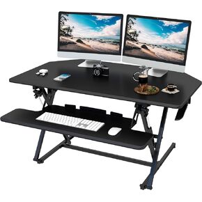 Lubvlook 40 inch Corner Standing Desk Converter, Height Adjustable Sit Stand Desk Riser, Black, 40T1 in Kuwait
