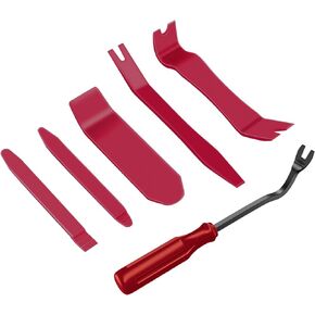 GOOACC 6PCS Auto Trim Removal Tool Kit No-Scratch Tool Kit for Car Audio Dash Panel Window Molding Fastener Remover Tool Kit-Red