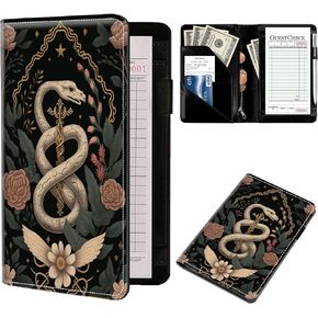 SDFCVBTYU Server Book Organizer, Server Books for Waitress, PU Leather Waiter Book Organizer