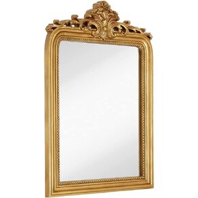 Hamilton Hills 30x40 Vintage Gold Mirror - French Baroque and Antique Arched Mirror for Wall Decor - Gold Bathroom Mirror - Ornate Entryway Mirrors for Wall - Decorative Vanity Mirror