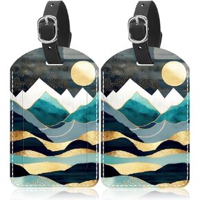 Leather Luggage Tags for Suitcase, 2 Pack Blue Starry Sky and Butterfly Suitcase Tags with Privacy Flap Address Card and Adjustable Leather Loop Suitcase Label for Adults Teens Travel