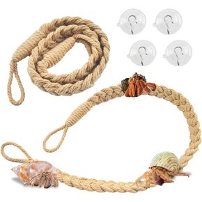 MUYG 2PCS Hermit Crab Climbing Toy,Hermit Crab Rope Ladder Decor Reptile Hanging Vines Toys Hermit Crab Supplies Reptiles Habitat Tank Terrarium Accessories for Lizard Leopard Gecko Tree Frog(Flaxen)
