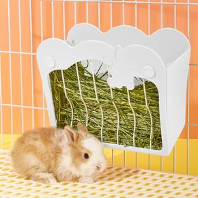 Rabbit Hay Feeder, Hanging Feeding Hay Rack for Small Animals Rabbit, Dwarf Rabbit, Guinea Pig (Blue)