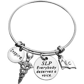 Xiahuyu For Speech Therapist Gift Everybody Deserves A Voice Bangle Bracelet Speech Language Pathologist Gift Speech Therapy Gifts Appreciation Gifts for Speech Teacher