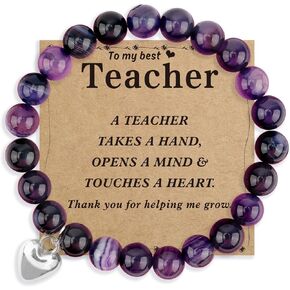 Teacher Appreciation Gifts for Women Gifts for teachers Personalized Best Teacher Gifts Natural Stone Teacher Bracelet End of Year Teacher Gifts Class of 2024 graduation gifts for teachers women