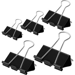 OWLKELA 100 Pcs Colored Binder Clips, Paper Clamps, Paper Binder Clips, Assorted Sizes, Metal Colorful Binder Clips, Ideal for Office, Home and School Supplies