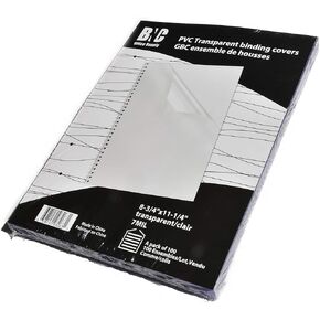 BNC 7 Mil 8.75 Inches by 11.25 Inches PVC Binding Covers - Pack of 100, Clear