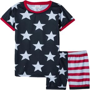 MyFav Boy's Pajamas Short Sleeve Summer Comfy Stylish Cartoon Printed 2-Piece Pj Set