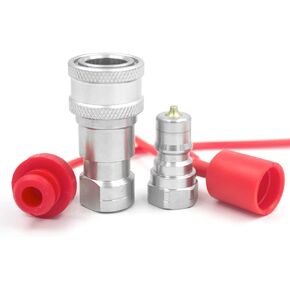 1/4" NPT Thread ISO-B Hydraulic Quick Disconnect Coupler Tractor Quick Coupling with Dust Caps