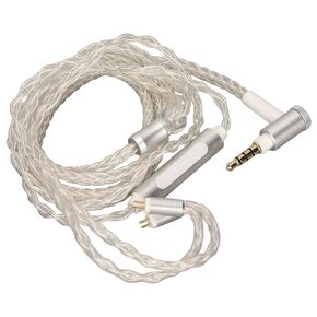 Upgrade Earphone Cable with Mic, 8 Core Silver Copper Foil Braided Headphone Replacement Cable for KZ C10 C16 AS10 ZS4 ZS3 ZS5 ZS6 ZSR ZS10 ES3 ED16 TRN V80TFZ, Support Volume Control and Switch