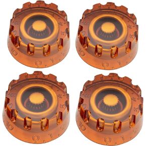 Musiclily Pro Metric Coarse-knurled 18 Splines Speed Knobs for Epiphone Les Paul SG Electric Guitar, Amber (Set of 4)