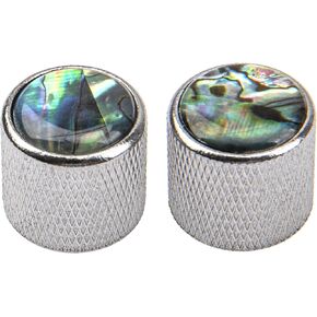 Yootones 2Pcs Abalone Top Guitar Dome Knobs Bass Knob Compatible with Tele Telecaster Electric Guitar or Bass (Silver)