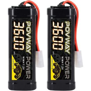 حزم بطاريات POVWAY 7.2 فولت 3600 مللي أمبير في الساعة NiMH RC مع موصل Tmiya لسيارة RC ومركبات RC Traxxas LOSI Associated HPI Kyosho Tamiya Quadcopter Drone RC هوايات RC - عبوتان