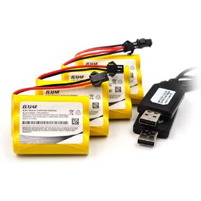 (4-Pack) 3.6V 700mAh AA NI-CD Rechargeable Battery Pack with SM-2Pin Plug and USB Charger Cable for SY-E571 RC Excavator RC Cars, RC Toy Boat Plane Flashlight Safe Equitment Electric Machine