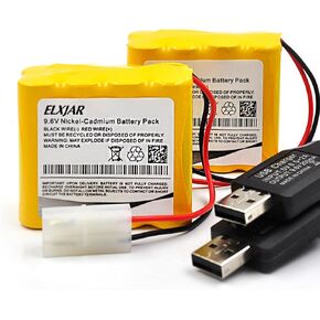 (2-Pack) 9.6V 1000mAh NI-CD Rechargeable Battery Pack Replacement for HuanQi 781 728 RC 1:24 M1A2 Toy Tank, RC Car, RC Battle Tank, RC Boat Model Toys Household Appliances