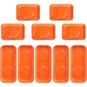 14 PCS Magnetic Trays, Include 7 PCS 5.9X2.6Inch & 7 PCS 3.7X2.5 Inch, Magnet Tool Tray, Magnetic Parts Tray, Orange, by GENHAKON