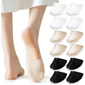 12 Pairs Half Socks for Women, No Show Toe Topper Socks Women, Non-Skid Mule Socks Women with Grip, Comfortable & Elastic, Versatile for Multiple Shoes