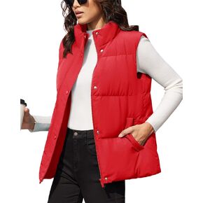 MAGCOMSEN Women's Puffer Vest Sleeveless Down Coat Zip Up Outerwear Lightweight Winter Padded Gilet Jacket with Pockets