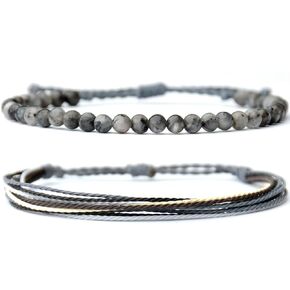 Mezcla Vida Natural Stone Beaded Bracelets for Men Women Unisex Adjustable Waterproof Rope Bracelets Set Valentine's Day Birthday Gifts for Boyfriend Husband Him (Copper Hematite)