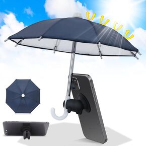 EFFUN Phone Umbrella for Sun Suction Cup Stand, Cell Phone Mini Umbrella Sun Shade for iPhone with Cute Piggy Umbrella Phone Holder, Hot Pink
