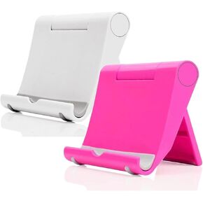 Adjustable Foldable Cell Phone Stand for Desk, Compatible with Most Smartphones and Tablets, Anti-Slip Rubber Base for Stability