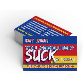 You Parked Like an Idiot Cards Bad Parking Cards 3.5"x2" 100cards Blue