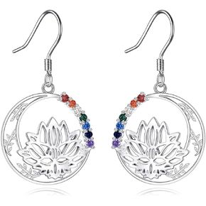 AXELUNA Lotus Earrings Sterling Silver Chakra Jewelry Gift for Women Girls