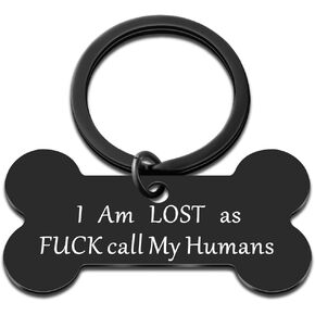 Dog for Pet Lover Stainless Steel Pet ID Tags Keychain Small or Large Cute Unique Pet Mountain Design Collar Custom Puppy (Black) Dog Collar Tag