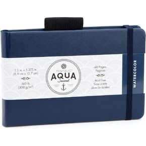 Pentalic 3.5" x 5.375" Aqua Journal, Watercolor, 48 Pages, Blue