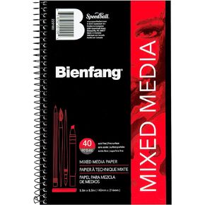 لوحة وسائط مختلطة من Bienfang، مقاس 5.5x8.5 بوصة، ورق فنان 40 ورقة، كراسة رسم حلزونية، 90 رطل، 146 جرامًا للمتر المربع