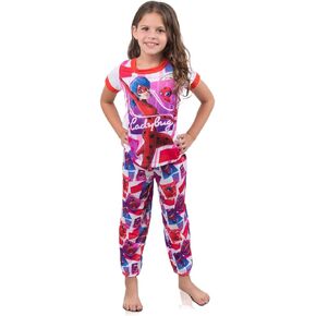 Komar Kids Girls Miraculous Ladybug Striped Short Sleeve Pajama