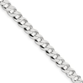 The Black Bow Men's 5.75mm Sterling Silver Solid Flat Curb Chain Necklace