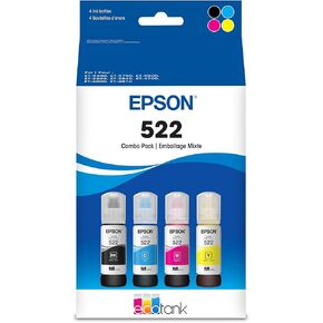 Epson 522 EcoTank Ink Ultra-high Capacity Bottle Black & Color Combo Pack (T522120-BCS) Works with EcoTank ET-2720, ET-2800, ET-2803, ET-2840, ET-4700, ET-4800, ET-4810